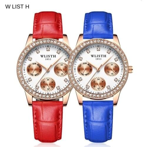 Women Watches 2020 Top Brand Luxury WLISTH Fashion Rhinestones Ladies Wristwatch Leather Female Clock Quartz Watch Reloj Mujer