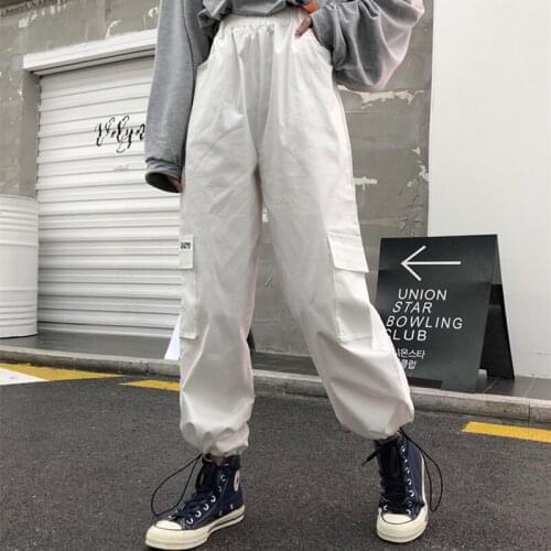 Women pants sweatpants casual Gothic Korean Harajuku pocket Straight Black Punk dropshipping trousers streetwear Hip hop clothes