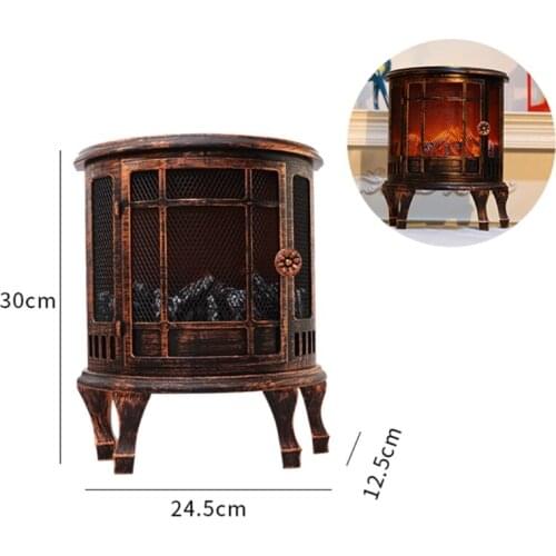 1 Pc LED Fireplace Lantern Decorative Flameless Log Fire Effect Vintage Lamp Battery USB Operated Table Light Decor