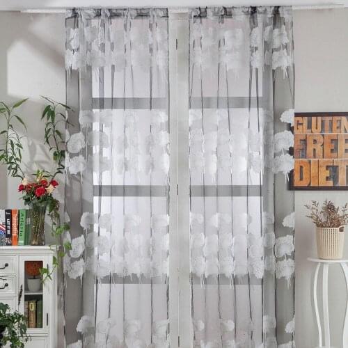 1 PCS Leaves Tulle Door Window Curtain Drape Panel Sheer Scarf Valances High Quality Home Decorative Decoration Ornaments#008