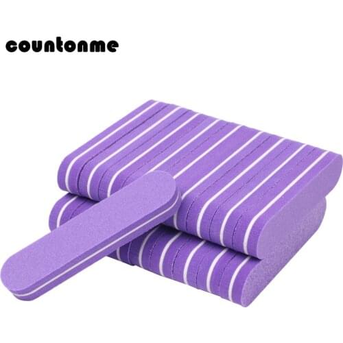 20pcs/lot Mini Nail Buffer File 100/180 Purple Sponge Sandpaper Nail Art Salon Polishing Grinding Manicure Pedicure File Sets
