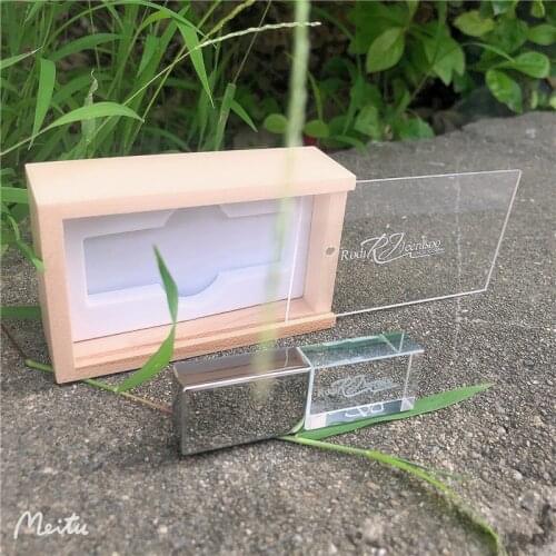 2021 Custom logo Brand Creative Maple Walnut Wooden + Acrylic lids Silver Crystal USB 2.0 Memory Flash stick Pen drive U disk