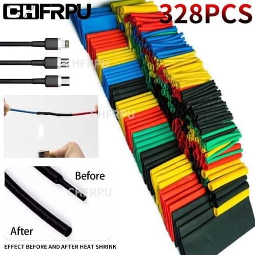 328pcs Heat Shrink Tubing Insulation Shrinkable Tube Assortment Electronic Polyolefin Wire Cable Sleeve Kit Heat Shrink Tube