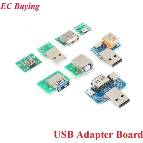 5pcs Mini Micro Female Male USB to DIP Adapter Board Connector Converter 4P 5P 2.54mm 3 4USB Adapter Plate PCB Board For Arduino