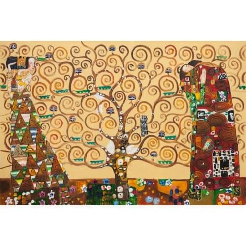 Abstract Gustav Klimt Wall Art Oil Painting on Canvas for Living Room The Tree of Life, Stoclet Frieze, 1909 Handmade 100