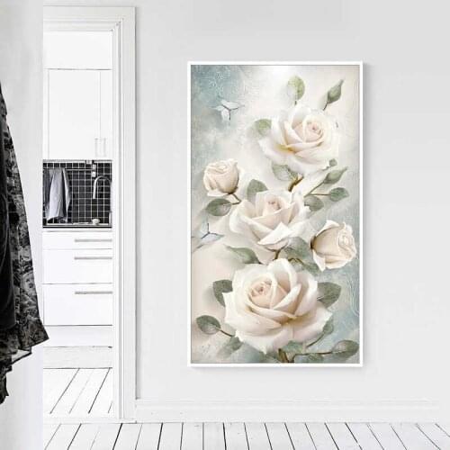 Diamond Painting Full of Diamonds Living Room Vertical Porch Elegant Rose Flower Point Diamond Modern Diamond Embroidery