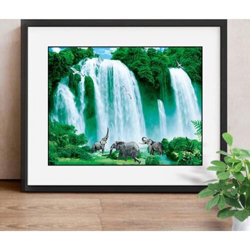 Diamond Painting Natural Scenery Diamond Embroidery Waterfall Needlework Full Round Drill Rhinestone Mosaic Home Decor