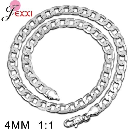 New Fashion Women/Men 925 Sterling Silver 4mm One Side Body Necklaces Pendant Good Price Different Length Jewelry Accessory