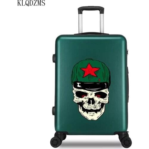 KLQDZMS 20/22/24/26Inch Fashion Skull Pattern Design Rolling Suitcase PC Carry-Ons Travel Luggage Spinner