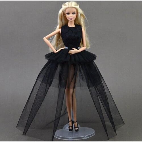 Black Little Dress For Barbie Dolls Sexual Multi-layer Evening Gown Purely Manual Clothes Lace Wedding Dress For BJD Dolls Gifts