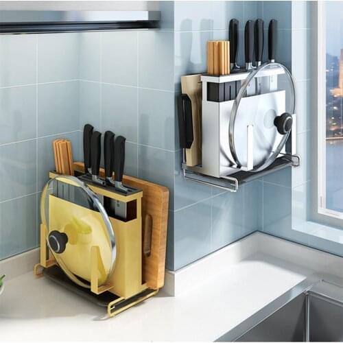 Holder 304 Stainless Steel For Kitchen Knife Set Cutting Board for Bot cover Cooking Utensils Organizer Knives Stand Block Tool