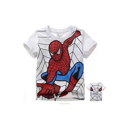 Disney Car Childrens clothing Spiderman childrens T-shirt summer cartoon short-sleeved cotton boy baby T-shirt