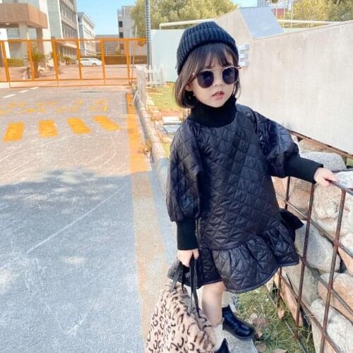 Children Cotton-padded Clothes Baby Winter Clothes Fall New 2020 Girls Dress Elegant Kids Thicken Dress Baby Outfit Soft, #8796