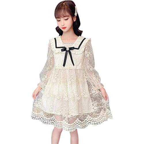 Kids School Dresses For Girls Lace Floral Party Dress For Girls Casual Kid Dress Spring Autumn Childrens Clothing