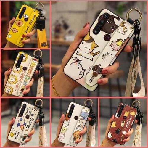 For Girls Original Phone Case For MOTO G8 Plus Soft Case Wristband New Shockproof TPU Dirt-resistant
