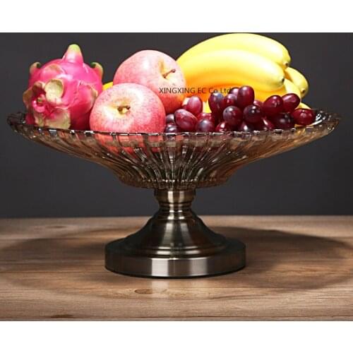 European Style Crystal Glass Fruit Plate Home Decoration Decoration Living Room Coffee Table Creative Home Snack Fruit Plate