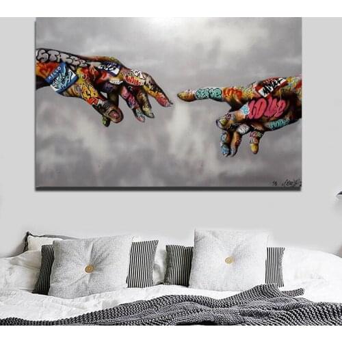 Graffiti Street Art Painting Abstract Art Hand Wall Pictures for Living Room Decorate Wall Art Classic Posters and Prints