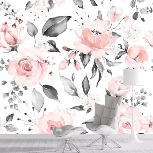 Pink Floral Painting Photo Home Decor Walls Paper 3d Wallpapers Murals for Living Room Walls Contact Vinyl PVC Wall Rolls Prints