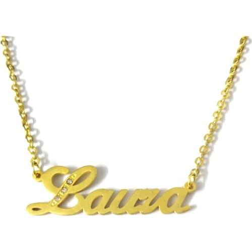 FairLadyHood "Laura" Personalized Custom Name Necklace Gold Color Pendant & Necklace Women Men Choker Customized Name Necklace