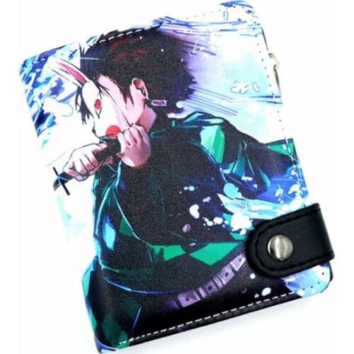 Kimetsu No Yaiba Anime Demon Slayer Soft Button Wallet Kamado Tanjirou Zipper Coin Card Purse