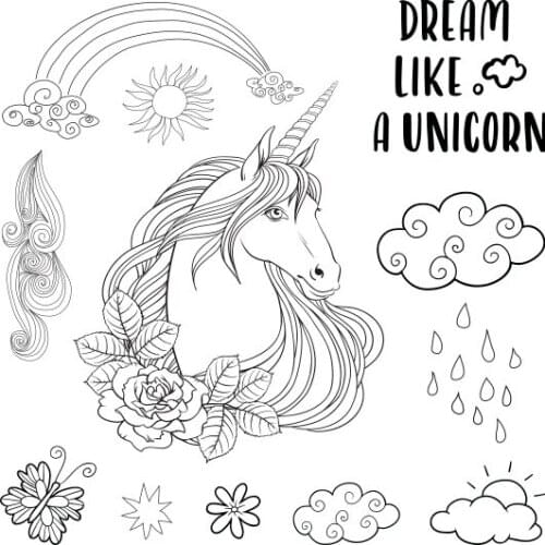 KSCRAFT Cute Unicorn Transparent Clear Silicone Stamp Or Cutting Dies for DIY Scrapbooking/Card Making/Kids Fun Decoration 235
