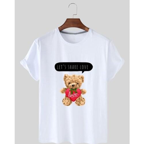 Summer Fashion Large Cartoon Print Short Sleeves Slim T Shirt T Shirt Couples Casual Fashion Top Men and Women Short Sleeves