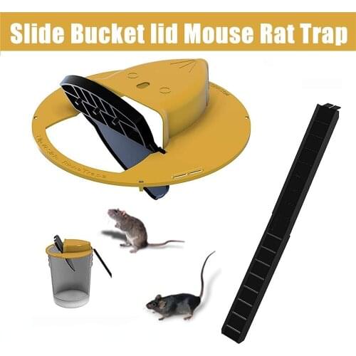 Slide Bucket Lid Mouse Rat Trap Flip Reusable Flip-top Mousetrap Automatic Reset Plastic Sliding Bucket Lid Lethal Mousetrap