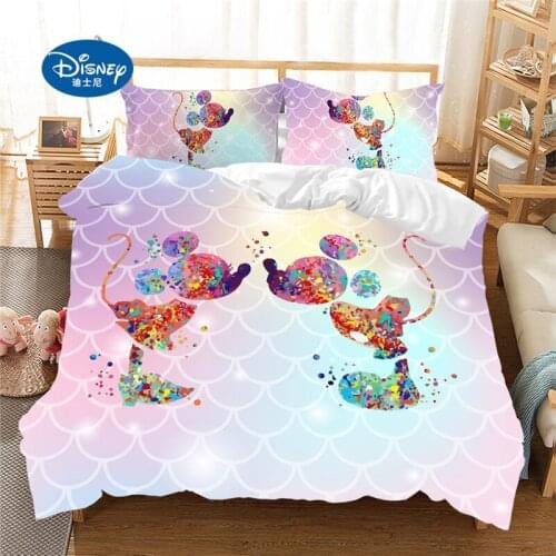 Mickey Minnie Girls Bedding Set Lovely Couple Queen King Size Bed Set Duvet Cover Pillow Case Comforter Bedding Sets