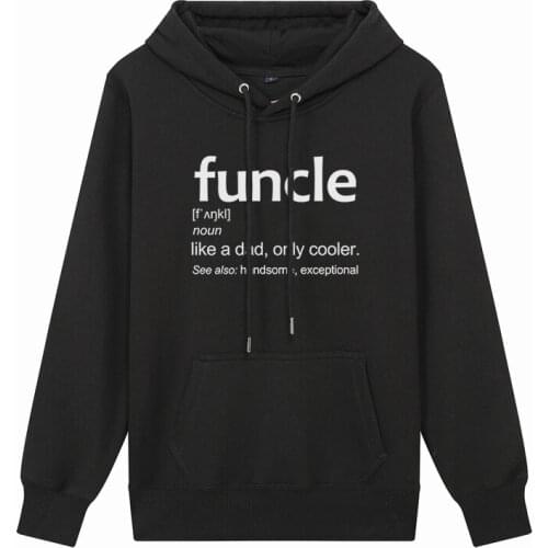 Mens Hoodies Funny Uncle Description Funcle Print Spring Autumn Loop Fabric Long Sleeve Hooded Sweatshirts Casual Pullover Tops