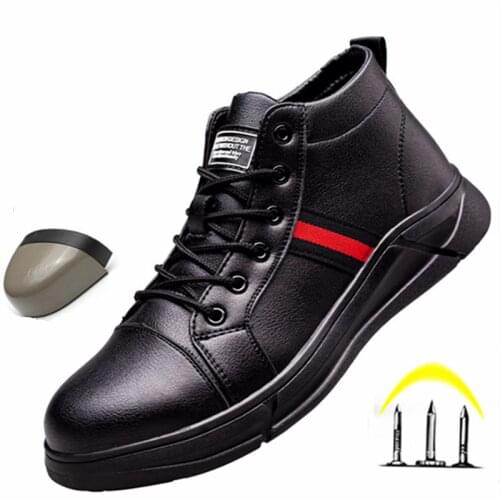 High Safety Shoes Mens Work Shoes Anti-smash Anti-puncture Casual Boots Winter Waterproof Warm Plus Velvet Fashion Casual Shoes