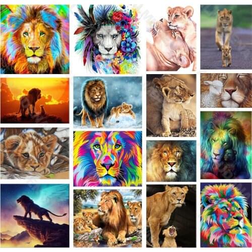 Diy Diamond Painting Lion Nordic Style Full Diamond Handmade Point Inlaid Diamond Bedroom Living Room Sticker Wall