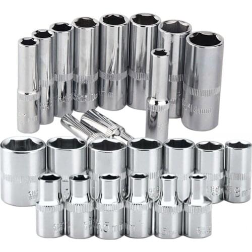 WEEKS 13PCS Socket Set Hexagon Square Ratchet Wrench Sleeve Socket Precision 4-14mm Double Head Tool Kits