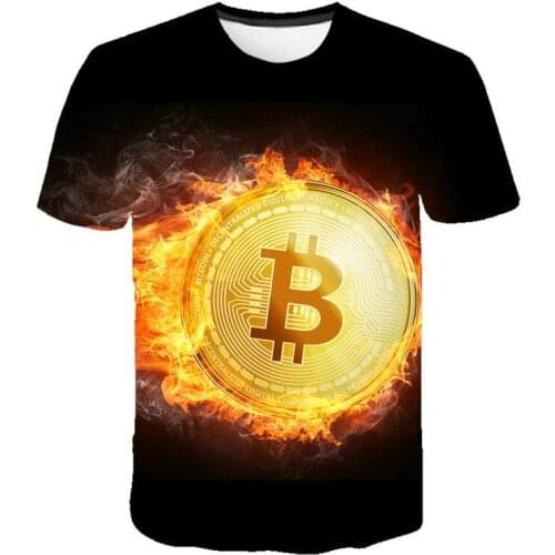 Blockchain-crypto bitcoin currency casual high-end pride 3D printing couple fashion short sleeve 2021 novelty