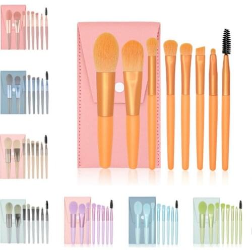 New Macaron Color 8pcs Makeup Brushes Kit Eyeshadow/Eyelash/Brow/Blush/Foundation Brush Professional Cosmetics Beauty Tool w Bag