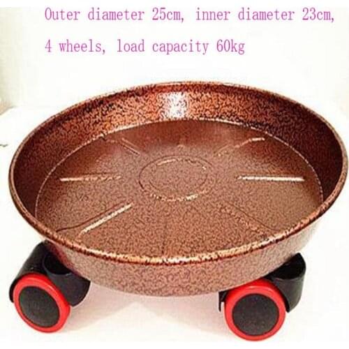 2019 New Thickened with universal wheel potted tray Round metal moving flower pot tray