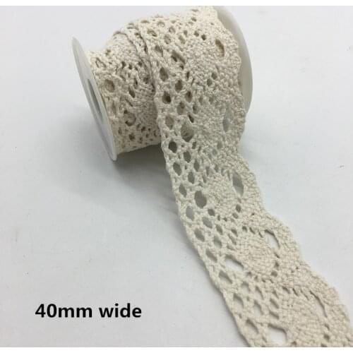 2 Yards/lot 40mm Wide Apparel Sewing Fabric Trim Cotton Crocheted Lace Fabric Ribbon Handmade Accessories #FF20
