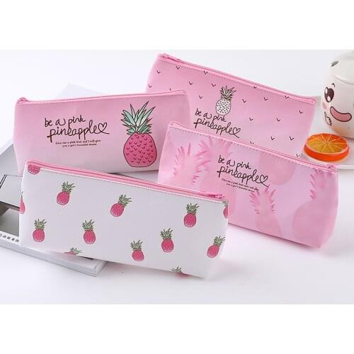 1Pcs Kawaii Pencil Case Small Fresh Print Gift Estuches School Pencil Box PU Pencilcase Pencil Bag School Supplies Stationery