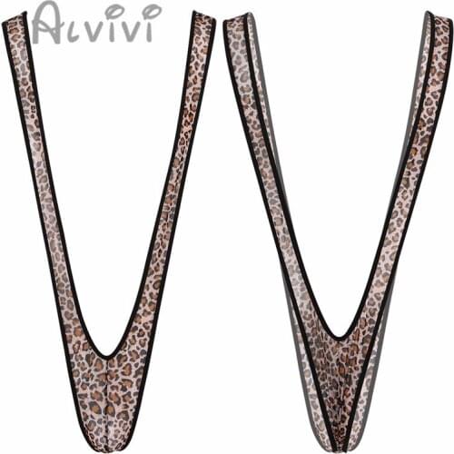 Alvivi Mens sexy jumpsuit temptation thong underwear swimsuit Stretch Deep V-shaped Thong Underwear Lingerie Beach Bodysuit