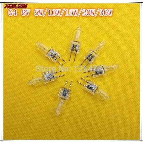 G4 6V 5W/10W/15W/20W/30W bulb lamp beads microscope optical instruments halogen searchlight bulb 10pcs /lot FreeShipping