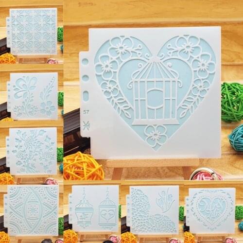2pc Spray Cake Stencil Painting Template DIY Walls Scrapbooking Embossing Album Coloring Embossing Accessories Decor Reusable