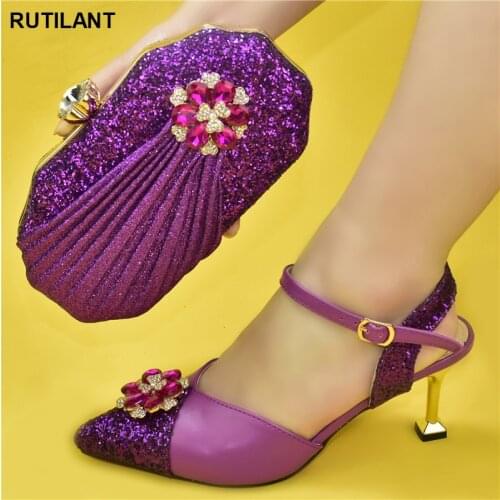 Latest Design Slip-On Party Italian Designer Shoes and Bags Matching Set Italian In Women High Quality African Wedding Shoe