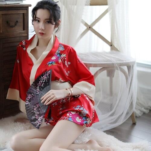 L-U-K Lady Japanese Kimono Cardigan Women Sexy Lingerie Cosplay Uniform Sexy Sleepwear Kimono Robe Traditional Asian Clothes
