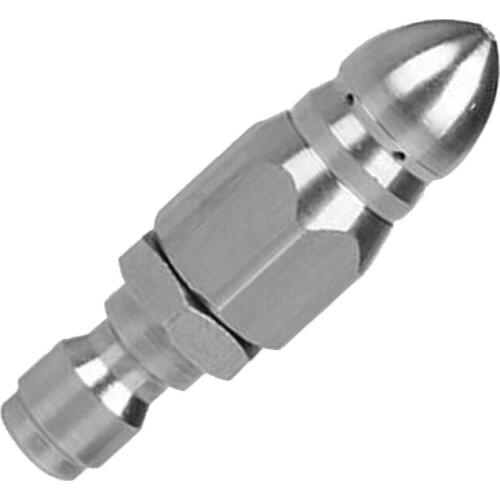 1/4inch Stainless Steel Pressure Washer Drain Sewer Cleaning Pipe Jetter Spray Quick Plug Drain Hose Nozzle Back Wear Resistance