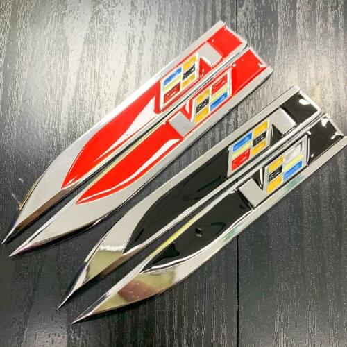 1pair Car Wing Decorative Metal Sticker Leaf Plate Sticker Blade Side Sticker For Cadillac CTS Nuclear-powered WTF Car Styling