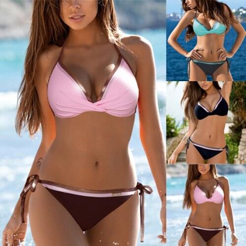 2021 Sexy Women Low Waist Bikini Solid Swimsuit Swimwear Female Thong Brazilian Biquini Bikini Set Bathing Suit Bathing Swimwear