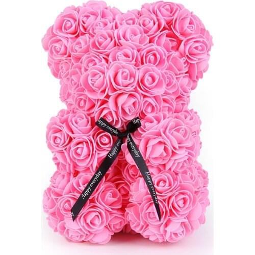 25cm Rose Bear PE Foam Rose Flower Artificial Christmas Gifts for Women Girlfriend Kid Gift Plush Bear dropshipping
