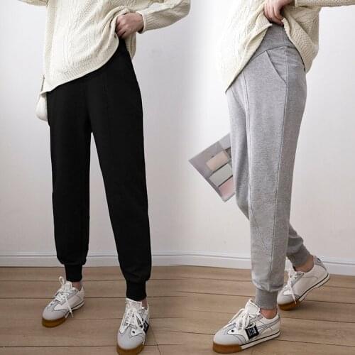 3341# Maternity Pants Spring Autumn Cotton Casual Pants Loose Comfy Belly Support Pants Elastic Waist Maternity Trousers