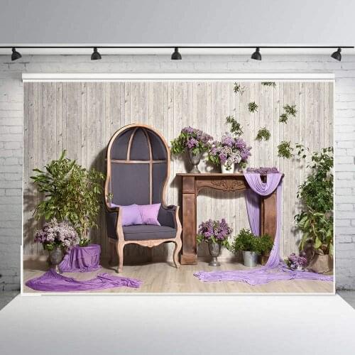 BEIPOTO Spring lilac flowers interior background photography backdrop photo studio Girl portrait portrets armchair poster B-924