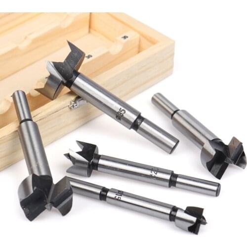 Free Shipping 5PCS 15/20/25/30/35mm Forstner tips Woodworking tools Hole Saw Kit Cutter Hinge Boring Round Shank drill bits Set