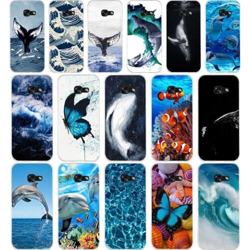 77AA Whale Fish Wave Sea Soft Silicone Tpu Cover phone Case for Samsung A3 A5 A7 A8 2016 2017 2018 A50